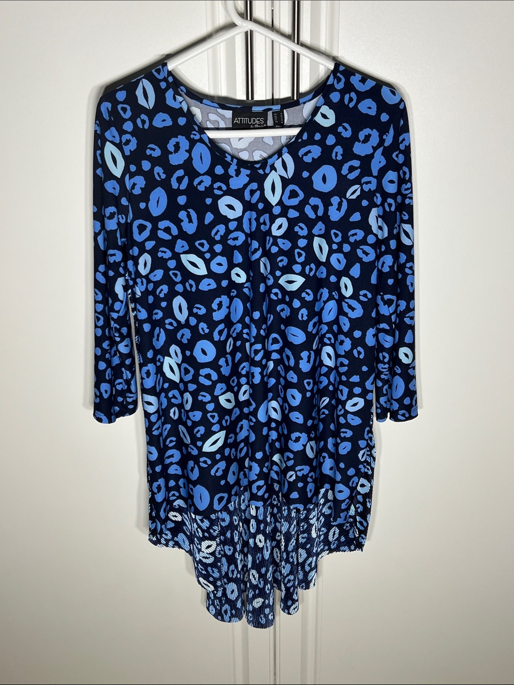 Attitudes by Renee Navy and Blue Leopard-Print Scoop Neck Tunic